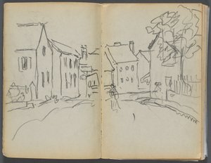 Vázlatkönyv- The Granite Shore Hotel, Rockport, 004. és 5. oldal: Utcai jelenet alkotó: Maurice Prendergast