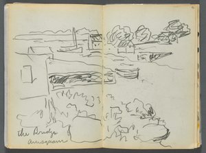 Vázlatkönyv- The Granite Shore Hotel, Rockport, 092. és 93. oldal: "The Bridge , Annisquam"