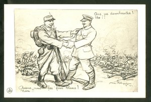 Képeslap, fekete-fehér szatirikus alkotó: Maurice Radiguet