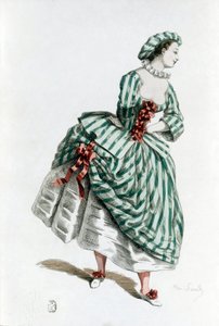 Colombine (corallina) jelmeze és maszkja 1855-ben, női karakter a commedia dell