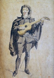 Scaramouche, Maurice Sand (1823-1889) illusztrációja, metszet a Commedia dell