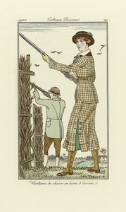 Design for Ladies Tweed Shooting Outfit, Costumes Parisien, Pub.1912 (pochoir print)