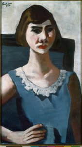 Quappi portréja kék színben alkotó: Max Beckmann