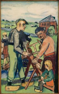 Fafűrészes gyermekével (holland fafűrészesek) alkotó: Max Beckmann
