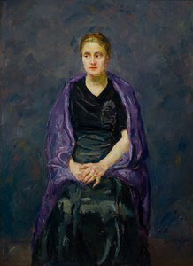 Minna Beckmann-cső lila kendővel alkotó: Max Beckmann