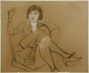 Quappi dohányzik a klubszékben alkotó: Max Beckmann