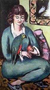 Quappie papagájjal alkotó: Max Beckmann