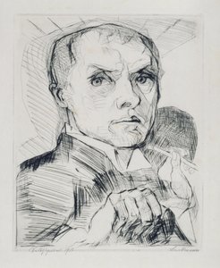 Önarckép írótűvel (19. lap az „Arcok” sorozatból) alkotó: Max Beckmann