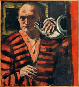 Önarckép kürttel alkotó: Max Beckmann