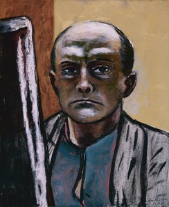 Önarckép olíva és barna színben alkotó: Max Beckmann