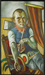 Önarckép bohócként (festmény vászonra) alkotó: Max Beckmann