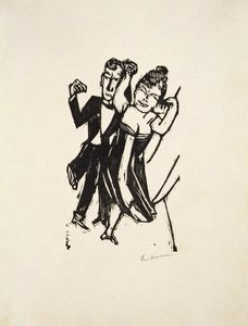 Kis táncpár (fametszet) alkotó: Max Beckmann