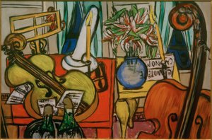 Csendélet csellóval és basszushegedűvel alkotó: Max Beckmann