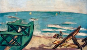 Strand csónakkal és nyugágyakkal alkotó: Max Beckmann