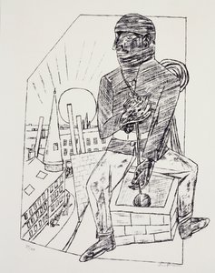 A kéményseprő, Max Beckmann (1884-1950), litográfia. Németország, XX. század. alkotó: Max Beckmann