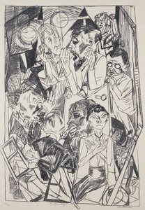 Az ideológusok, Max Beckmann (1884-1950), metszet. Németország, XX. század. alkotó: Max Beckmann