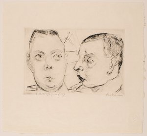 Két autótiszt, 15-ös tábla az „Arcok” portfólióból alkotó: Max Beckmann