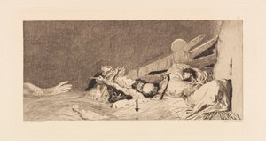 Opus VI, a Parafrázis a kesztyű megtalálásáról, 1881-ből. alkotó: Max Klinger