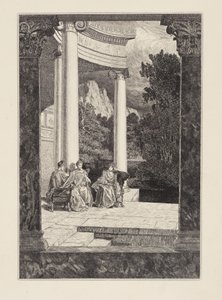 Psyche és nővérei (Ámor és Psyche, V. opus, 18. lap) alkotó: Max Klinger
