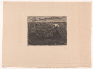 Fiatal kecskepásztor ül a mezőn alkotó: Max Liebermann (signed by artist)