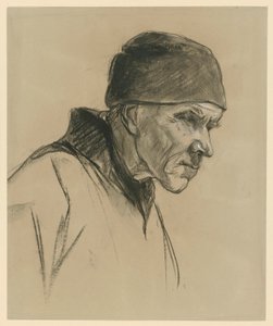 Idős férfi sapkában (mellkép, jobbra néző profil), tanulmány a következőhöz: Sétáló paraszt (1894) alkotó: Max Liebermann