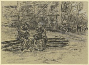 Ebédjét fogyasztó munkás alkotó: Max Liebermann