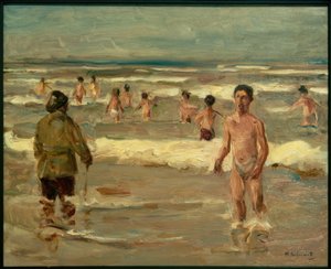 Fiúk fürdőznek a tengerben alkotó: Max Liebermann