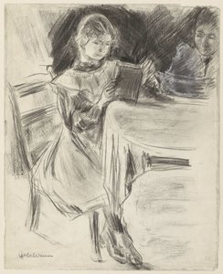 Max Liebermann lánya és felesége egy kerek asztalnál olvas alkotó: Max Liebermann