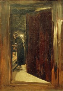 Nő a konyhában - perspektíva alkotó: Max Liebermann