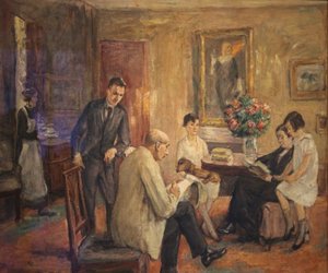 Liebermann család. A művész a családja körében rajzolgat alkotó: Max Liebermann
