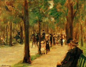 Sétány az állatkertben sétálókkal és lóval alkotó: Max Liebermann