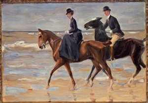 Lovas és lovas a tengerparton alkotó: Max Liebermann
