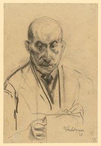 Szembenéző önarckép rajztömbbel alkotó: Max Liebermann