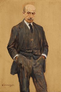 Önarckép, álló háromnegyed alak, mindkét kéz a nadrágzsebben alkotó: Max Liebermann