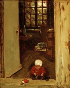 Játszó gyerek a bejárati ajtóban alkotó: Max Liebermann