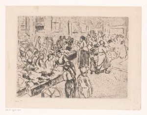 Utcai kereskedelem az amszterdami régi zsidó negyedben alkotó: Max Liebermann