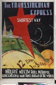 Le Transsiberien - Transsiberian express (az Intourist cég plakátja) - Litvak, Max (1898-1943 után) - 1930 - Színes litográfia - Orosz Állami Könyvtár, Moszkva alkotó: Max Litvak