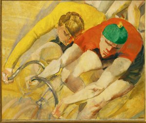 " Sechstagerennen ", az egykor híres hatnapos kerékpárverseny a berlini Sportpalast-stadionban (festmény vászonra)