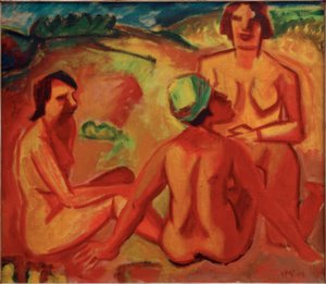 Unterhaltung, drei Frauen von Max Pechstein