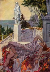Dido öngyilkos lesz, miután Aeneas elhagyta (színes litó)