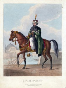 II. Mahmud (1785-1839) portréja (II. Mahmúd), az Oszmán Birodalom szultánja - M. Gauci életmű (aktív 19. század) - 1829 - Színes litográfia - 26x20 - Magángyűjtemény