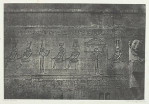 Dendera Teutyres nagy temploma, a hátsó homlokzat szobrai, Felső-Egyiptom, 184951. alkotó: Maxime Du Camp