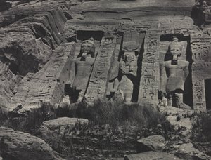 A sziklába vájt Hathor-templom déli része, Abu Simbel alkotó: Maxime Du Camp