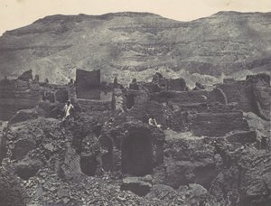 Théba. Medinet-Habou. Pápa városának romjai, 1850. alkotó: Maxime Du Camp