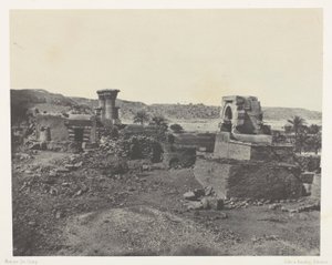 Falu és templom Beghé szigetén, Philoe-tól nyugatra; Núbia, 81. tábla az "Egypte, Nubie, Palestine et Syrie" című albumból (1852). alkotó: Maxime Du Camp