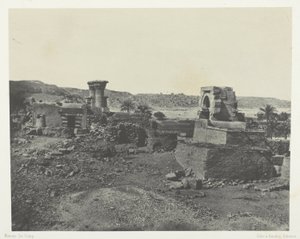 Falu és templom Beghé szigetén, Philoe-tól nyugatra; Núbia, 81. tábla az "Egypte, Nubie, Palestine et Syrie" című albumból (1852). alkotó: Maxime Du Camp