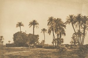 Kilátás Hamarneh falujára, Dendera jobb partja közelében, 1849-50. alkotó: Maxime Du Camp