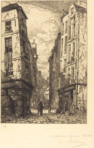 Rue des Marmousets (a város negyede, a régi Párizs) alkotó: Maxime Lalanne
