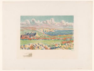 Tengerparti táj házakkal Camaret (eredeti cím) alkotó: Maximilien Luce (signed by artist)