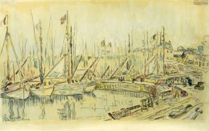 Bárkák a Szajnán; Bárkák a Szajnán, alkotó: Maximilien Luce